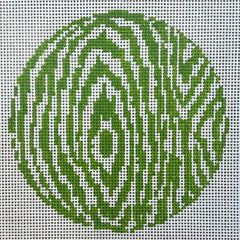 The Gingham Stitchery The Sheffield Collection Faux Bois Round Green Needlepoint Canvas