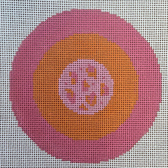 The Gingham Stitchery The Sheffield Collection Leo Bullseye Pink Needlepoint Canvas