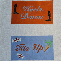 The Gingham Stitchery The Squirrel And The Snail Heels Down, Tits Up Eyeglass Case Equestrian Needlepoint Canvas