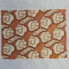 The Gingham Stitchery The Squirrel And The Snail Mandarin Clouds Clutch Deep Coral Needlepoint Canvas