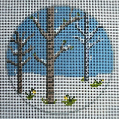The Gingham Stitchery The Squirrel And The Snail My Favorite Things Silver White Winters That Melt Into Spring Needlepoint Canvas