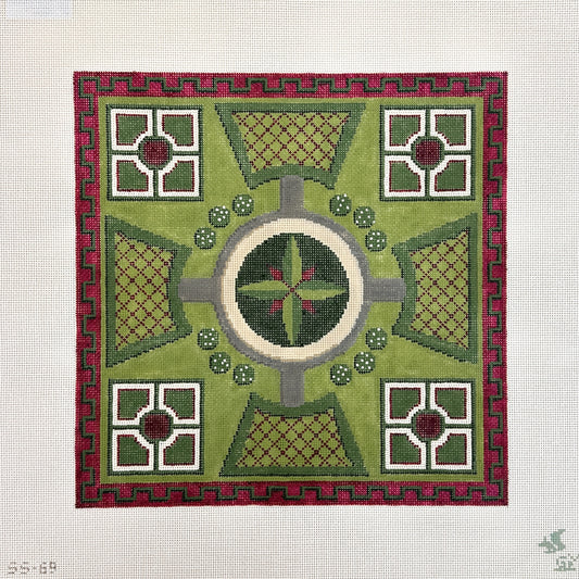 The Gingham Stitchery The Squirrel and The Snail Parterre at Christmas Needlepoint Canvas