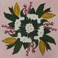 The Gingham Stitchery The Squirrel And The Snail Winter Greens And Paperwhites Needlepoint Canvas