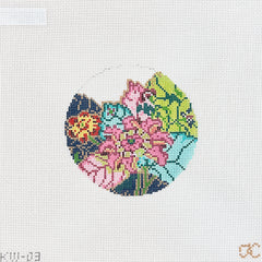 The Gingham Stitchery Kate Woodward Tobacco Leaf Round Needlepoint Canvas