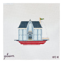 The Plum Stitchery American Gothic House Boat Needlepoint Canvas