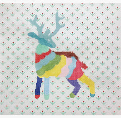 The Plum Stitchery Caitlin Peters Rainbow Stag Needlepoint Canvas