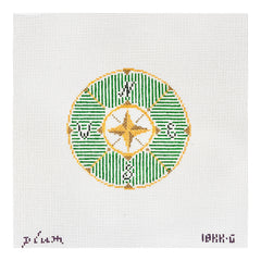 The Plum Stitchery Compass In Green Needlepoint Canvas
