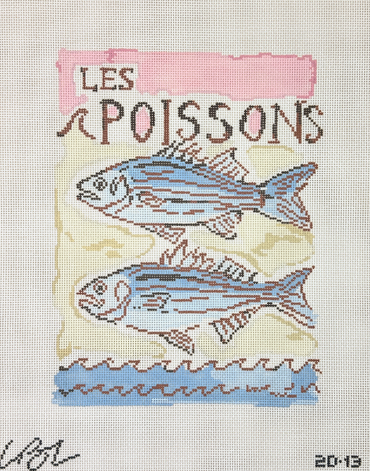The Plum Stitchery Lia Burke Libaire Les Poissons Needlepoint Canvas