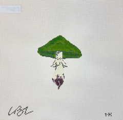 The Plum Stitchery Lia Burke Libaire Mushroom Series Kelly Green Needlepoint Canvas