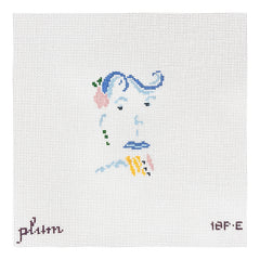 The Plum Stitchery Petite Face Blue Hair Needlepoint Canvas