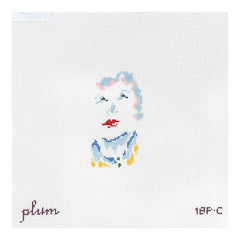 The Plum Stitchery Petite Face Red Lips Needlepoint Canvas