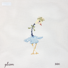 The Plum Stitchery Strange Birds Blue Needlepoint Canvas