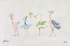 The Plum Stitchery Strange Birds Needlepoint Canvas