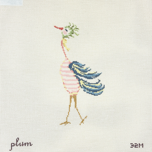 The Plum Stitchery Strange Birds Striped Needlepoint Canvas