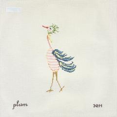 The Plum Stitchery Strange Birds Striped Needlepoint Canvas