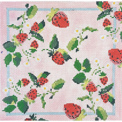 The Plum Stitchery Strawberry Series Pillow Needlepoint Canvas