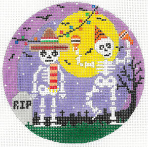 The Meredith Collection Two Dancing Skeletons Needlepoint Canvas
