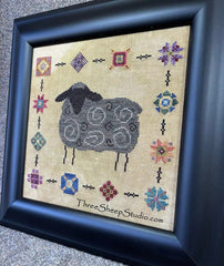 Three Sheep Studio Wrapped in a Quilt The Black Sheep Cross Stitch Pattern