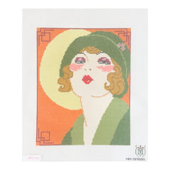 Tilli Tomas Misty Morrow Green Flapper Needlepoint Canvas