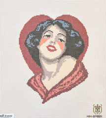 Tilli Tomas Misty Morrow Heart Lady Portrait Needlepoint Canvas