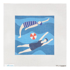 Tilli Tomas Swimmers Needlepoint Canvas - Aqua