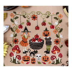 Tiny Modernist Bobbing for Apples Cross Stitch Pattern