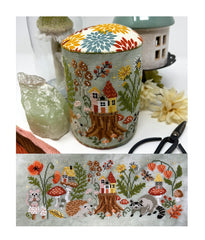 Tiny Modernist Forest View Drum Cross Stitch Pattern