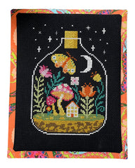 Tiny Modernist Night Terrarium Cross Stitch Pattern