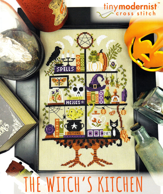 Tiny Modernist Witch's Kitchen Cross Stitch Pattern