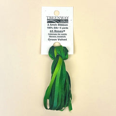 Treenway Silks Ribbon 3.5mm 65 Roses - Green Velvet