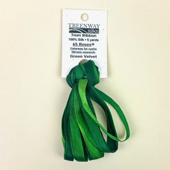 Treenway Silks Ribbon 7mm 65 Roses - Green Velvet