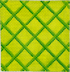 Kate Dickerson Needlepoint Collections Insert Criss Cross Grid Greens on Lime Specify Letter Or Blank Needlepoint Canvas