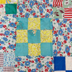 Vintage 1930s-40s Floral 9 Patch Patchwork Quilt