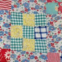 Vintage 1930s-40s Floral 9 Patch Patchwork Quilt
