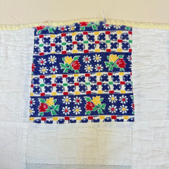 Vintage 1930s-40s Grid Flour Sack Patchwork Quilt