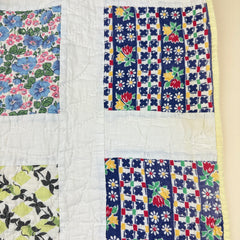 Vintage 1930s-40s Grid Flour Sack Patchwork Quilt