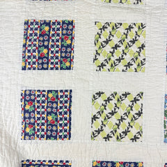 Vintage 1930s-40s Grid Flour Sack Patchwork Quilt