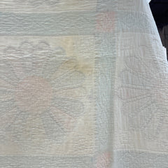 Vintage 1930s-40s Light Blue and Orange Dresden Plate Patchwork Quilt