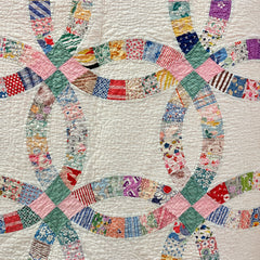 Vintage 1930s-40s Pink Double Wedding Ring Patchwork Quilt