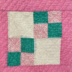 Vintage 1930s Pink Four Patch Variation Patchwork Quilt