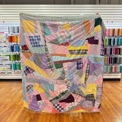 Vintage 1940s-50s Crazy Quilt with Brocade Back