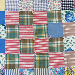 Vintage 1940s-50s 16 Patch Quilt