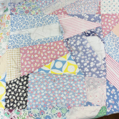 Vintage 1940s-60s Pastel Tied Crazy Quilt