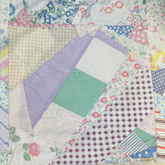 Vintage 1940s-60s Pastel Tied Crazy Quilt