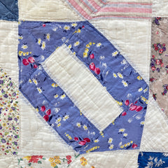 Vintage 1940s Diagonal Link Patchwork Quilt