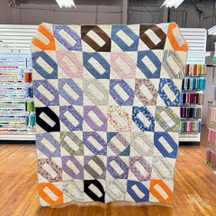 Vintage 1940s Diagonal Link Patchwork Quilt