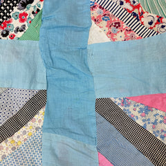 Vintage 1940s Diagonal Stripe Block Patchwork Quilt Top