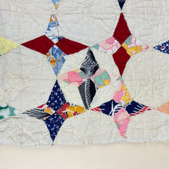 Vintage 1940s Four Point Star Patchwork Quilt