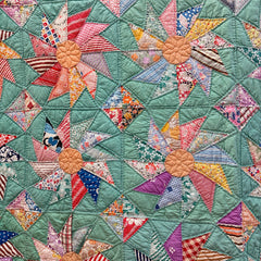 Vintage 1940s Star Flower Patchwork Quilt
