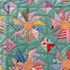 Vintage 1940s Star Flower Patchwork Quilt